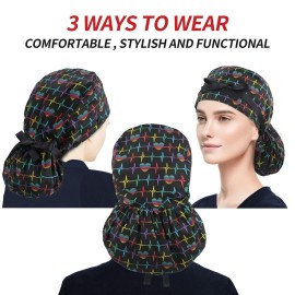 ABAMERICA Ponytail Scrub Caps for Women Surgical Caps Nurse Hat with Functional Ponytail Holder for Long Hair, Single or Satin-Lined ABAMERICA Ponytail Scrub Caps for Women Surgical Caps Nurse Hat with Functional Ponytail Holder for Long Hair, Single or Satin-Lined