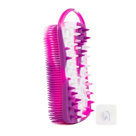 BSROLUNA Silicone Exfoliating Body Scrubber Loofah Silicone Scalp Massager Shampoo Brush Soft Body Scrubbers for Use in Shower Lathers Well Easy to Clean 2 in 1 (1 Pack Camouflage Purple)