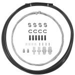 SIMEIQI Bike Brake Cable Set - Black Stainless Steel & PVC - Includes Cables, Housing, End Caps, Ferrules, O Rings & More - 4.3m Total Length