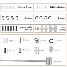 SIMEIQI Bike Brake Cable Set - Black Stainless Steel & PVC - Includes Cables, Housing, End Caps, Ferrules, O Rings & More - 4.3m Total Length