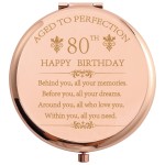 COFOZA 1945 80th Birthday Gifts for Woman Grandmom Mother Stainless Steel Rose Gold Compact Pocket Travel Makeup Mirror 80 Years Old Inspiration Gift Behind You All Your Mermories with Gift Box