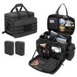 samdew Patrol Bag Law Enforcement, Duty Bag for Police Equipment with 2 Detachable MOLLE Pouches & Laptop Layer (up to 15.6), Bailout Tactical Organizer for Car Front Seat, Black