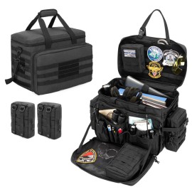 samdew Patrol Bag Law Enforcement, Duty Bag for Police Equipment with 2 Detachable MOLLE Pouches & Laptop Layer (up to 15.6), Bailout Tactical Organizer for Car Front Seat, Black