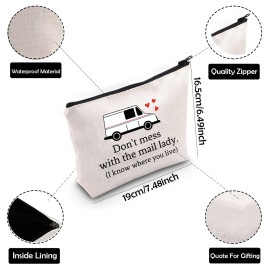 ZJXHPO Mail Carrier Thank You Gift Don\'t Mess With The Mail Lady Cosmetic Bag Postal Worker Zipper Pouch Gift (Mail Lady)