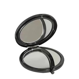 HREW Magnifying Compact Mirror for Purses with 2 x 1x Magnification, Folding Mini Pocket Double Sided Travel Makeup Mirror,Perfect for Purse, Pocket Mirror for Gift (Black)