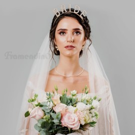 Framendino, Bride Headband Gold Rhinestone Sparkling Crystal Elegant Bridal Crown Bachelorette Headbands for Wedding Party