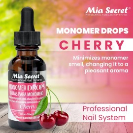 Mia Secret Monomer Drops Cherry Scent, 1oz - Odor Out Drops for Liquid Acrylic Monomer - Liquid Monomer Odor Neutralizer