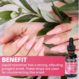 Mia Secret Monomer Drops Cherry Scent, 1oz - Odor Out Drops for Liquid Acrylic Monomer - Liquid Monomer Odor Neutralizer