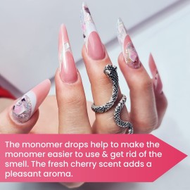 Mia Secret Monomer Drops Cherry Scent, 1oz - Odor Out Drops for Liquid Acrylic Monomer - Liquid Monomer Odor Neutralizer