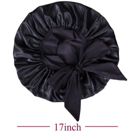 Satin Bonnet Silk for Hair Sleeping: Women Tie Bonnets Adjustable Night Cap Jumbo Size Comfortable Wide Band for Braids Curly Long Hair (Black) Satin Bonnet Silk for Hair Sleeping: Women Tie Bonnets Adjustable Night Cap Jumbo Size Comfortable Wide Band for Braids Curly Long Hair (Black)
