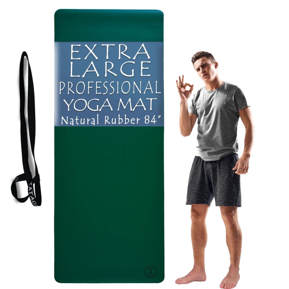 Tatago Natural Rubber Extra Large Yoga Mat Non Slip- 84 Inch Professional XL Yoga Mat for Hot Yoga & Intense Workouts-Extra Long and Wide for Tall Men and Women. (Ezmeraldo)