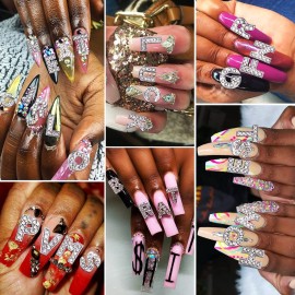 AIERSA Large Letter Nail Charms y2k, 52 Pcs Silver Nail Charms Goth, 3D Initial Rhinestones Nail Art Charms, Bling Alphabet Stickers for Nail Art Decoration Accessories, Alloy, 12 mm Tall