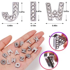 AIERSA Large Letter Nail Charms y2k, 52 Pcs Silver Nail Charms Goth, 3D Initial Rhinestones Nail Art Charms, Bling Alphabet Stickers for Nail Art Decoration Accessories, Alloy, 12 mm Tall