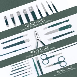 WOAMA 30-Piece Pedicure Kit Manicure Tools Nail Clipper Set with Green Travel Case for Home, Workplace, Gift, Beauty Salon