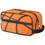 Basketball Texture Ball Portable Travel Toiletry Bag, Sport Dopp Kit Cosmetic Organizer Makeup Bag Shower Shaving Bag for Men Women
