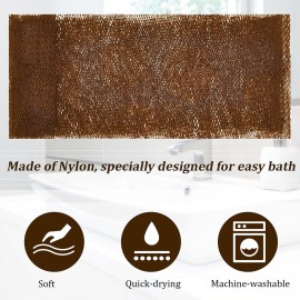4 Pieces African Net Bath Sponge African Exfoliating Long Net Sponge Exfoliating Shower Body Scrubber Skin Smoother for Daily Use(Orange, Brown, Cream, Peach, 25.6 x 7.9 inch)