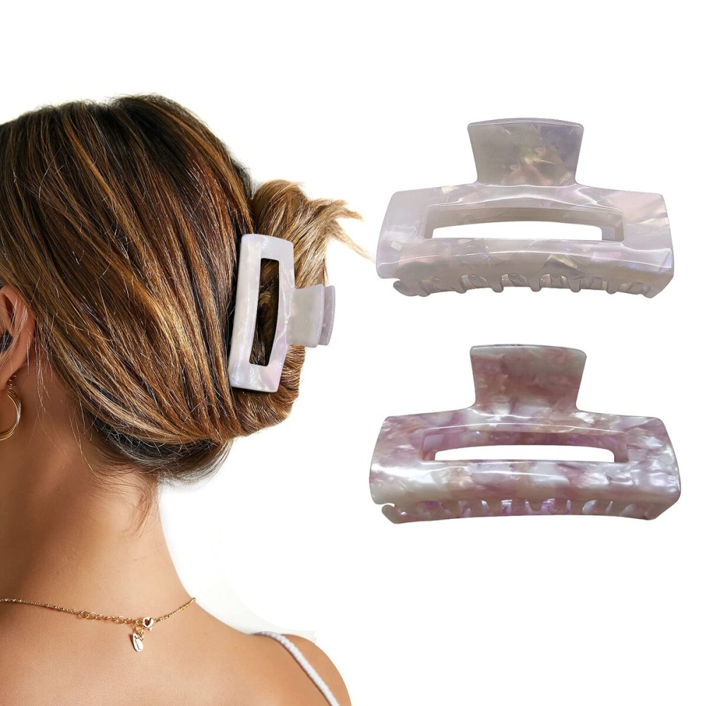 Wekin Hair Claw Clips for Thick Hair, 2 Pack Tortoise Hair Clips, Acrylic Celluloid French Butterfly Jaw Clips, Strong Hold for Women Girl (Medium 3\', Aurora) Wekin Hair Claw Clips for Thick Hair, 2 Pack Tortoise Hair Clips, Acrylic Celluloid French Butterfly Jaw Clips, Strong Hold for Women Girl (Medium 3\', Aurora)