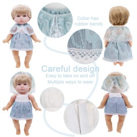 Girl Doll Clothes and Accessories Gift - 8 pcs Alive-Baby Doll Clothes Dress Outfits for 12 Inch Dolls, 6 Complete Sets Clothing of Dresses Cloak Onesies Pajamas 