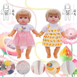 Girl Doll Clothes and Accessories Gift - 8 pcs Alive-Baby Doll Clothes Dress Outfits for 12 Inch Dolls, 6 Complete Sets Clothing of Dresses Cloak Onesies Pajamas 