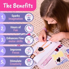 BSCOOL Fashion Studio Drawing, Coloring & Little Designer Creativity Book for Kids 4 and Up with Stickers, Stencils, Textures - Creative Fashion Design Sketchbook for Girls