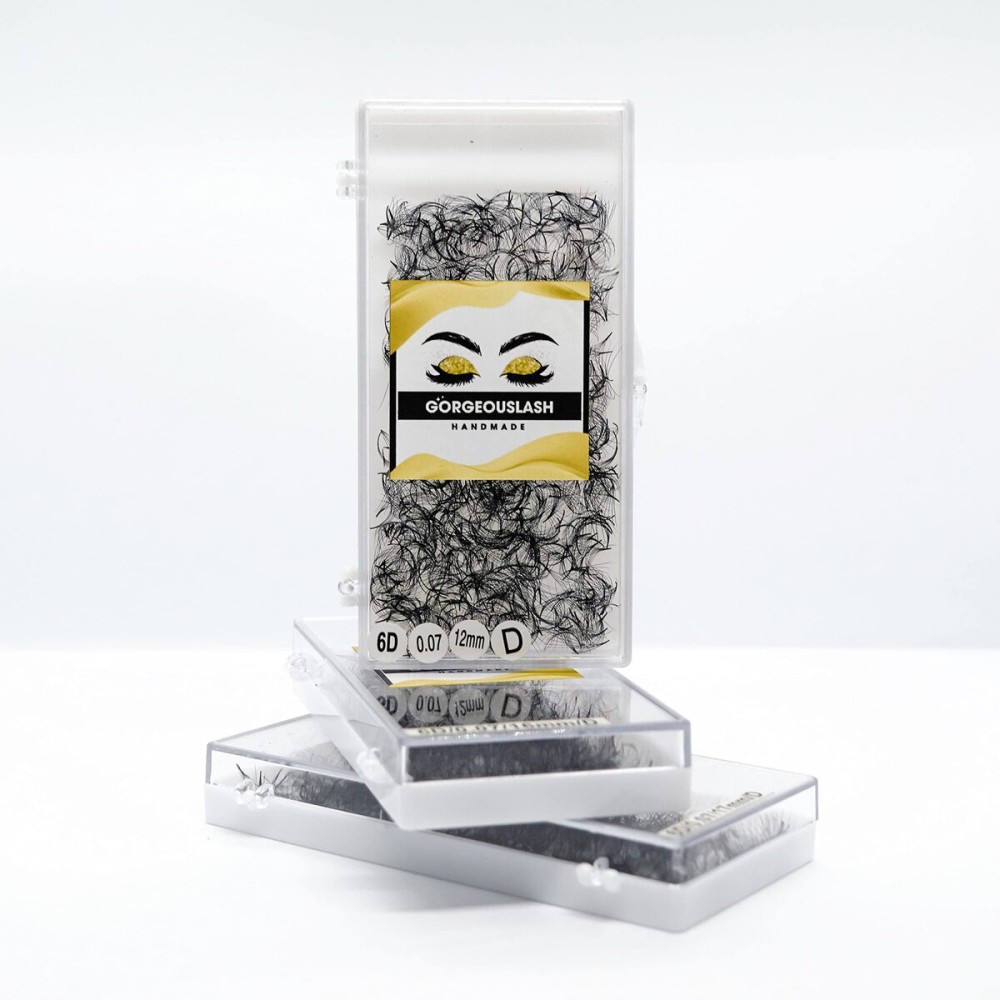 1000 Premade Lash Fans. 10D, 8D, 7D, 6D, 5D, 4D, 3D. Eyelash extensions, Handmade! (6D Curl D - 1000 Fans, 12mm)