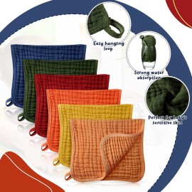 Irenare 6 Pack Muslin Burp Cloths Cotton Baby Burping Rags Large 20 x 10 Inch 6 Layers Spit up Rags Soft Absorbent Multicolor Wash Cloths Diapers for Newborn Baby Girl Boy (Multicolored)