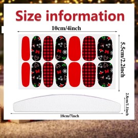 WOKOTO Christmas Nail Polish Strips - 16 Sheets Full Nail Wraps With Santa Claus, Elk, Snowman, Christmas Tree Designs - Stick-On Nail Stickers for Women