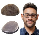 Lordhair Toupee for Men European human hair Full French Lace HairpiecesBase Size 8x10 inch Hair Replacement System for Men Natural Hairline Human Hair Wig 5Medium Brown