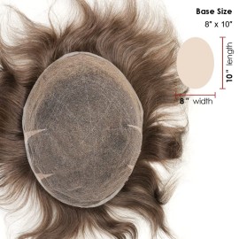 Lordhair Toupee for Men European human hair Full French Lace HairpiecesBase Size 8x10 inch Hair Replacement System for Men Natural Hairline Human Hair Wig 5Medium Brown