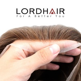 Lordhair Toupee for Men European human hair Full French Lace HairpiecesBase Size 8x10 inch Hair Replacement System for Men Natural Hairline Human Hair Wig 5Medium Brown