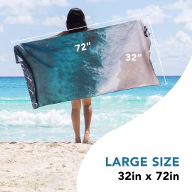 Youphoria Microfiber Quick Dry Beach Towel - Sand Free Beach Towel - Packable, Absorbent, Lightweight Travel Towel, Swimming, Pool, and Camping
