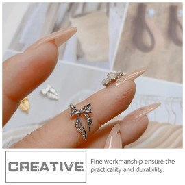 100pcs Women 3D Nail Charms Diamond Nail Bowknot Manicure Fingernail Bows Patches Ladies Gold Silver Bowknot Nail Art Decal