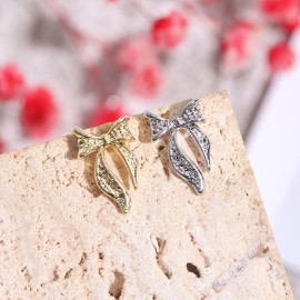 100pcs Women 3D Nail Charms Diamond Nail Bowknot Manicure Fingernail Bows Patches Ladies Gold Silver Bowknot Nail Art Decal