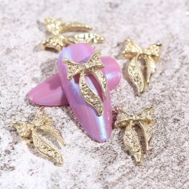 100pcs Women 3D Nail Charms Diamond Nail Bowknot Manicure Fingernail Bows Patches Ladies Gold Silver Bowknot Nail Art Decal