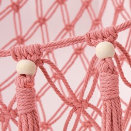 MAKEONEWO Stuffed Animal Toy Hammock Hanging-Handmade Large Pink Macrame Organizer Display Corner Plush Toys Net Holder for Boho Girl Nursery Playroom Bedroom Kids Room Storage, 1 Pack