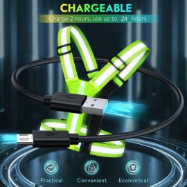 Simket Led Reflective Vest Running Gear, High Visibility Reflective Running Gear Rechargeable Adjustable Led Running Vest, Safety Night Running Gear for Men Women