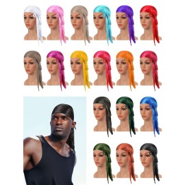Geyoga 18 Pcs Silky Durag Headwraps Dorag for Men Women Waves Durags Pack with Long Tail and Wide Straps 18 Colors(Assorted Color) Geyoga 18 Pcs Silky Durag Headwraps Dorag for Men Women Waves Durags Pack with Long Tail and Wide Straps 18 Colors(Assorted Color)