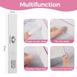 18pcs Nail File for Acrylic Nails - Capularsh 100/180 Grit Professional Double Side Emery Boards, Reusable Coarse Nail File for Acrylic Gel Dip False Nail Home and Salon Use 18pcs Nail File for Acrylic Nails - Capularsh 100/180 Grit Professional Double Side Emery Boards, Reusable Coarse Nail File for Acrylic Gel Dip False Nail Home and Salon Use