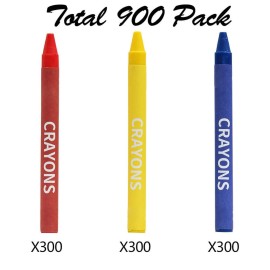 Madisi Crayons Bulk Pack, Regular Size, 3 Colors, 300 Packs, 900 Count