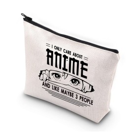 BDPWSS Anime Lover Gifts For Girls Anime Makeup Bag Anime Lover Gift Japan Anime Fans Gift i Only Care About Anime And Like Maybe 3 People Anime Makeup Pouch (Care about anime)