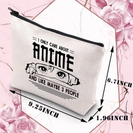 BDPWSS Anime Lover Gifts For Girls Anime Makeup Bag Anime Lover Gift Japan Anime Fans Gift i Only Care About Anime And Like Maybe 3 People Anime Makeup Pouch (Care about anime)