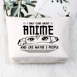 BDPWSS Anime Lover Gifts For Girls Anime Makeup Bag Anime Lover Gift Japan Anime Fans Gift i Only Care About Anime And Like Maybe 3 People Anime Makeup Pouch (Care about anime)