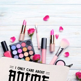 BDPWSS Anime Lover Gifts For Girls Anime Makeup Bag Anime Lover Gift Japan Anime Fans Gift i Only Care About Anime And Like Maybe 3 People Anime Makeup Pouch (Care about anime)