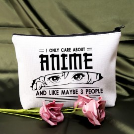 BDPWSS Anime Lover Gifts For Girls Anime Makeup Bag Anime Lover Gift Japan Anime Fans Gift i Only Care About Anime And Like Maybe 3 People Anime Makeup Pouch (Care about anime)