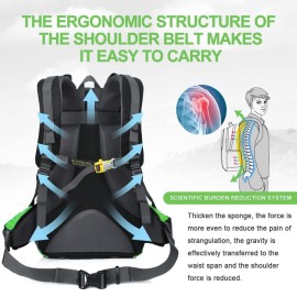 INOXTO lightweight Hiking Backpack 35L/40L Hiking Daypack with Waterproof Rain Cover Camping Backpack for Travel Camping Outdoor for Men and Women (35L Green)