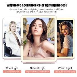 WEILY Makeup Mirror with Lights, 2000 mAh USB Rechargeable Lighted Makeup Mirror, Touch Screen 3 Colors Adjustable 72 LED Lights Compact Travel Mirror, Gift for Girls Women (Pink) WEILY Makeup Mirror with Lights, 2000 mAh USB Rechargeable Lighted Makeup Mirror, Touch Screen 3 Colors Adjustable 72 LED Lights Compact Travel Mirror, Gift for Girls Women (Pink)