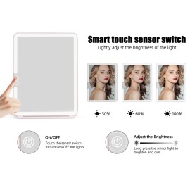 WEILY Makeup Mirror with Lights, 2000 mAh USB Rechargeable Lighted Makeup Mirror, Touch Screen 3 Colors Adjustable 72 LED Lights Compact Travel Mirror, Gift for Girls Women (Pink) WEILY Makeup Mirror with Lights, 2000 mAh USB Rechargeable Lighted Makeup Mirror, Touch Screen 3 Colors Adjustable 72 LED Lights Compact Travel Mirror, Gift for Girls Women (Pink)