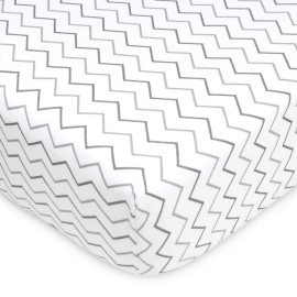 TL Care 2 Pack Fitted Crib Sheets 28 x 52, Soft Breathable Neutral 100% Cotton Jersey Sheet, Grey Stars and Zigzag, for Boys and Girls, Fits Crib and Toddler Bed mattresses