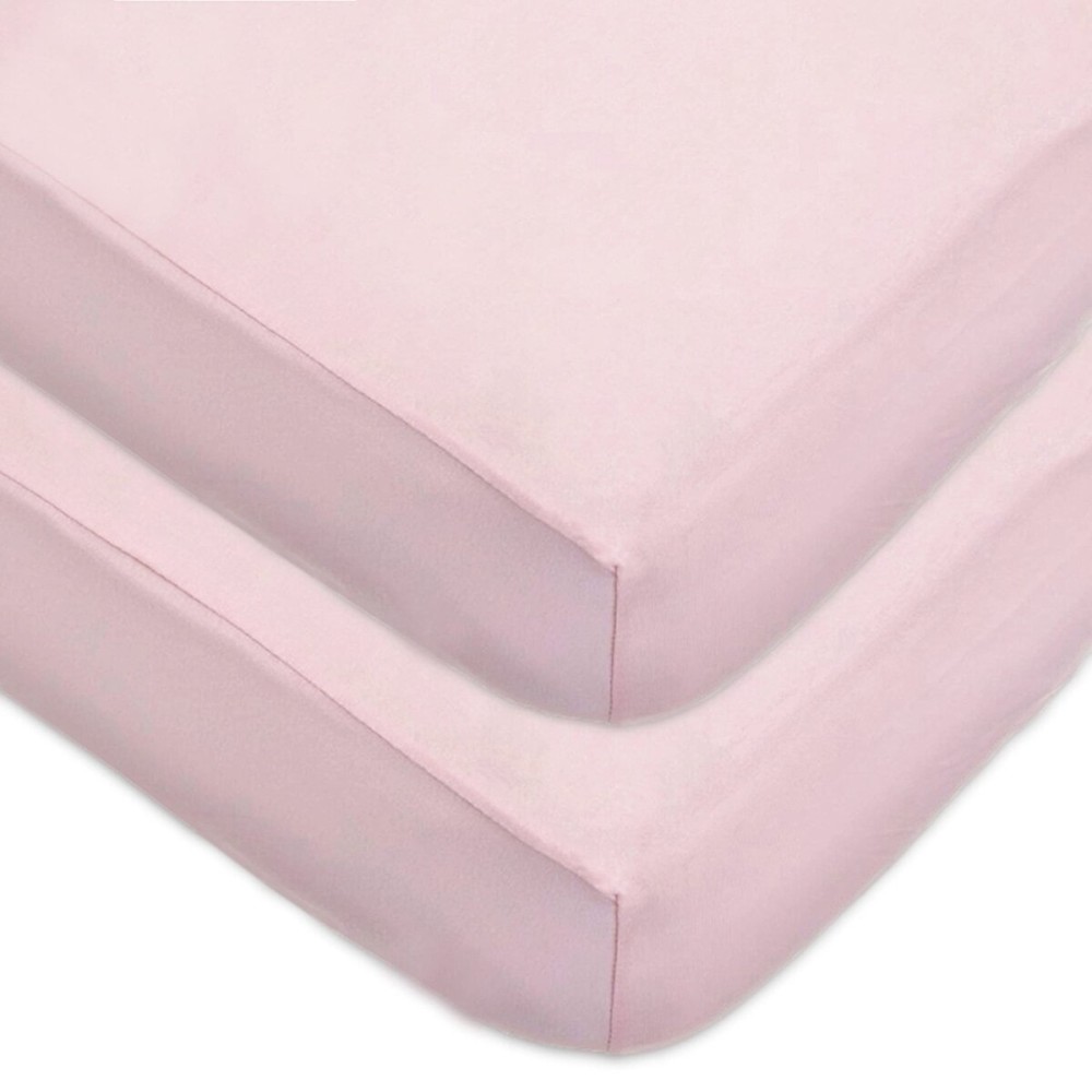 TL Care 2 Pack Fitted Crib Sheets 28 x 52, Soft Breathable Neutral 100% Cotton Jersey Sheet, Pink, for Boys and Girls, Fits Crib and Toddler Bed mattresses