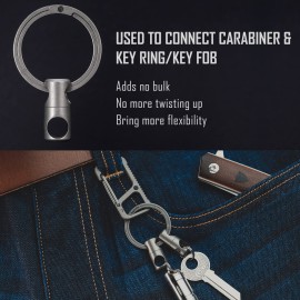 KeyUnity KA07 Titanium Swivel Key Ring Keychain Connector 2pcs, Anti Tangle 360 Rotating Key Linker for Carabiner & Split Rings (Sandblasted)